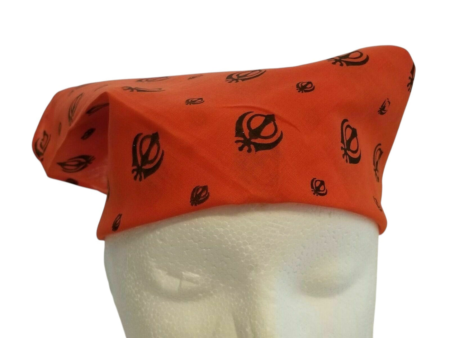 Orange Sikh Khanda Rumal Head Wrap Bandana Punjabi Cotton Khalsa Cover Roomal UK
