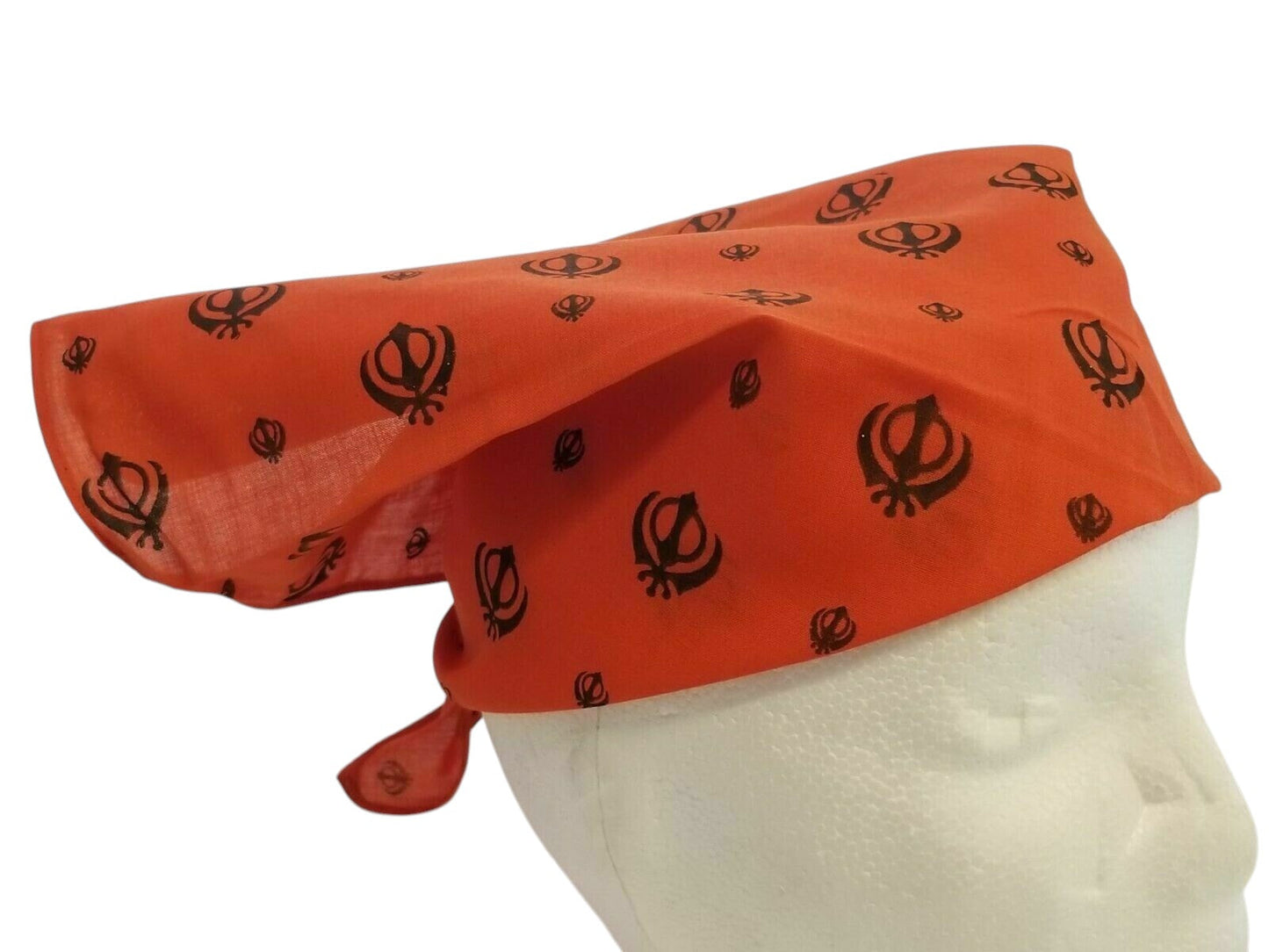 Orange Sikh Khanda Rumal Head Wrap Bandana Punjabi Cotton Khalsa Cover Roomal UK
