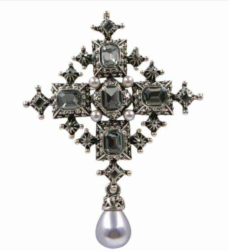 Stunning vintage look silver plated king cross celebrity brooch broach pin b49w