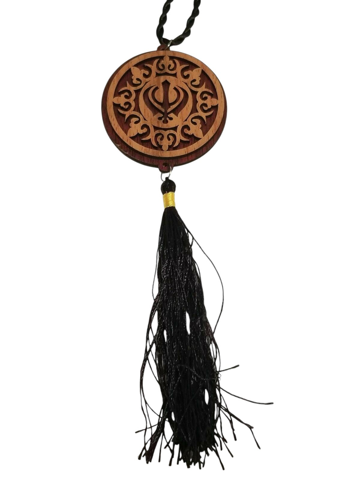 Wooden Khanda Car Mirror Hanging Pendant Punjabi Sikh Decor evil protection New