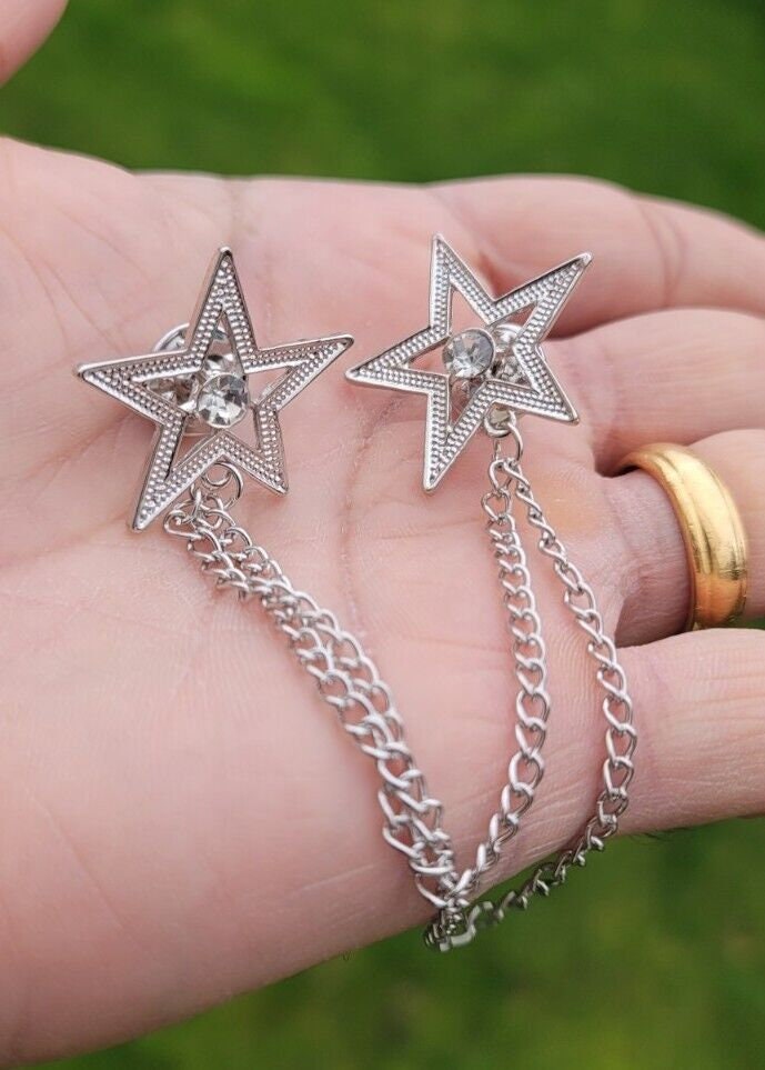 Star king cross brooch vintage look silver plated celebrity broach queen pin s13