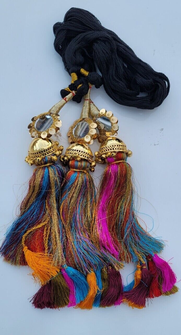 Indian punjabi parandi mehndi jaago mirror bridal patiala paranda hair braid mgb