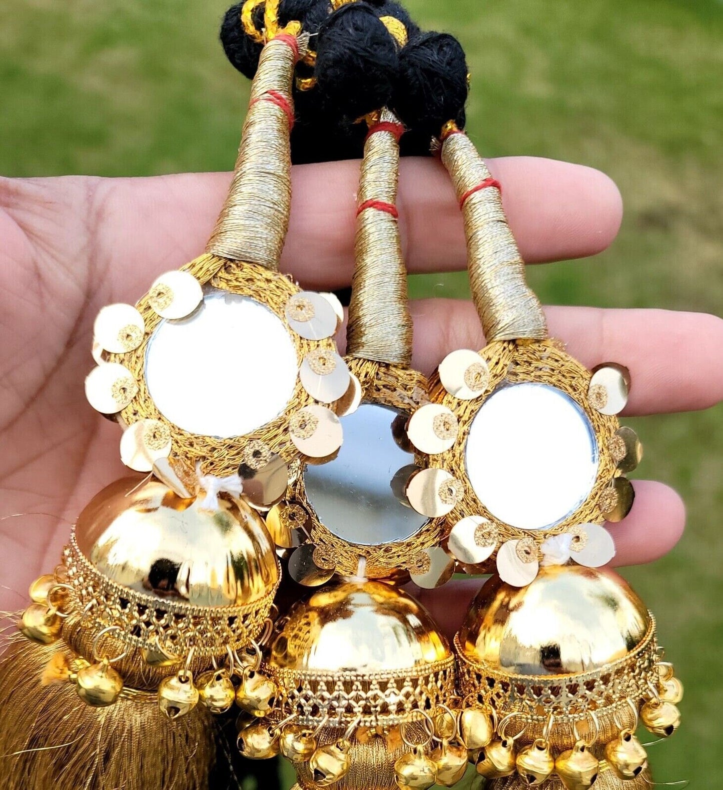 Indian Punjabi parandi Bridal Mirror Jaago Mehndi  Patiala Paranda hair braid MGa Panjabi Wedding Season