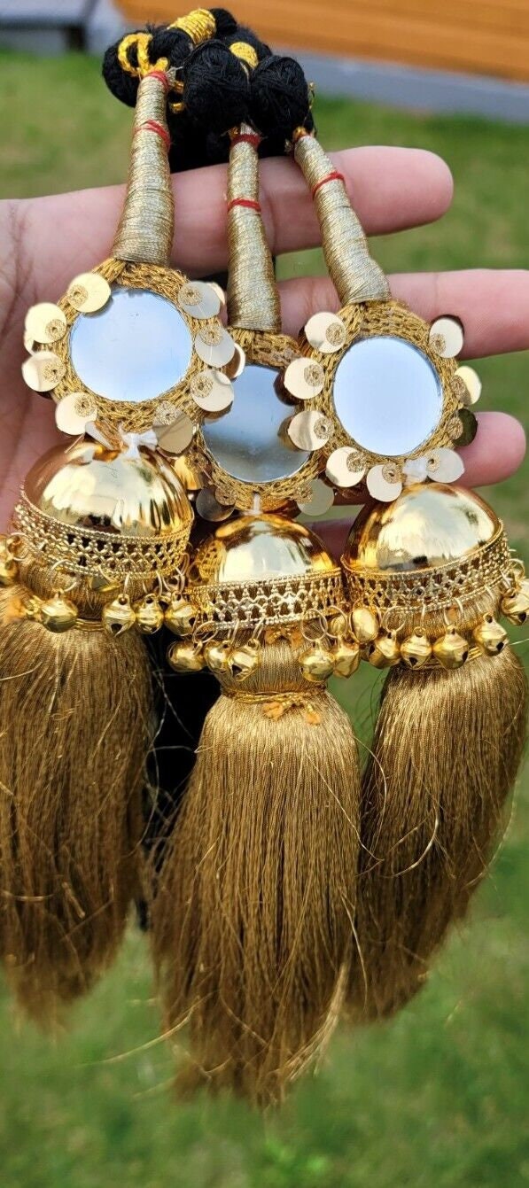Indian Punjabi parandi Bridal Mirror Jaago Mehndi  Patiala Paranda hair braid MGa Panjabi Wedding Season