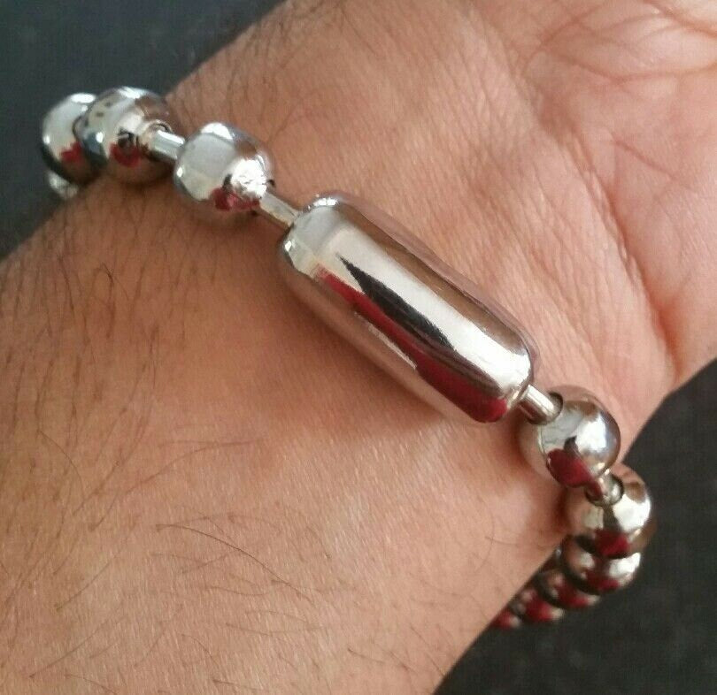 Chrome plated steel meditation praying beads talisman sikh simarna bracelet b2a
