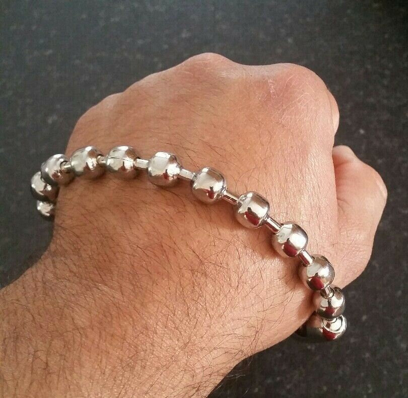 Chrome plated steel meditation praying beads talisman sikh simarna bracelet b2a