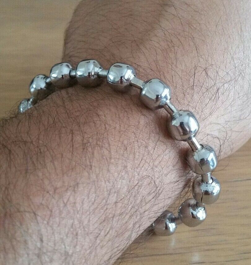 Chrome plated steel meditation praying beads talisman sikh simarna bracelet b2a