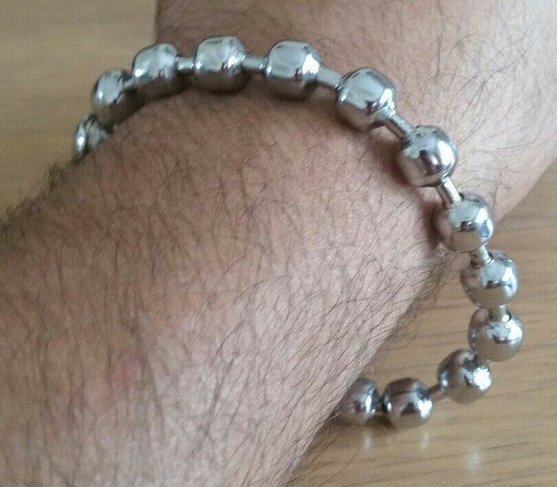 Chrome plated steel meditation praying beads talisman sikh simarna bracelet b2a