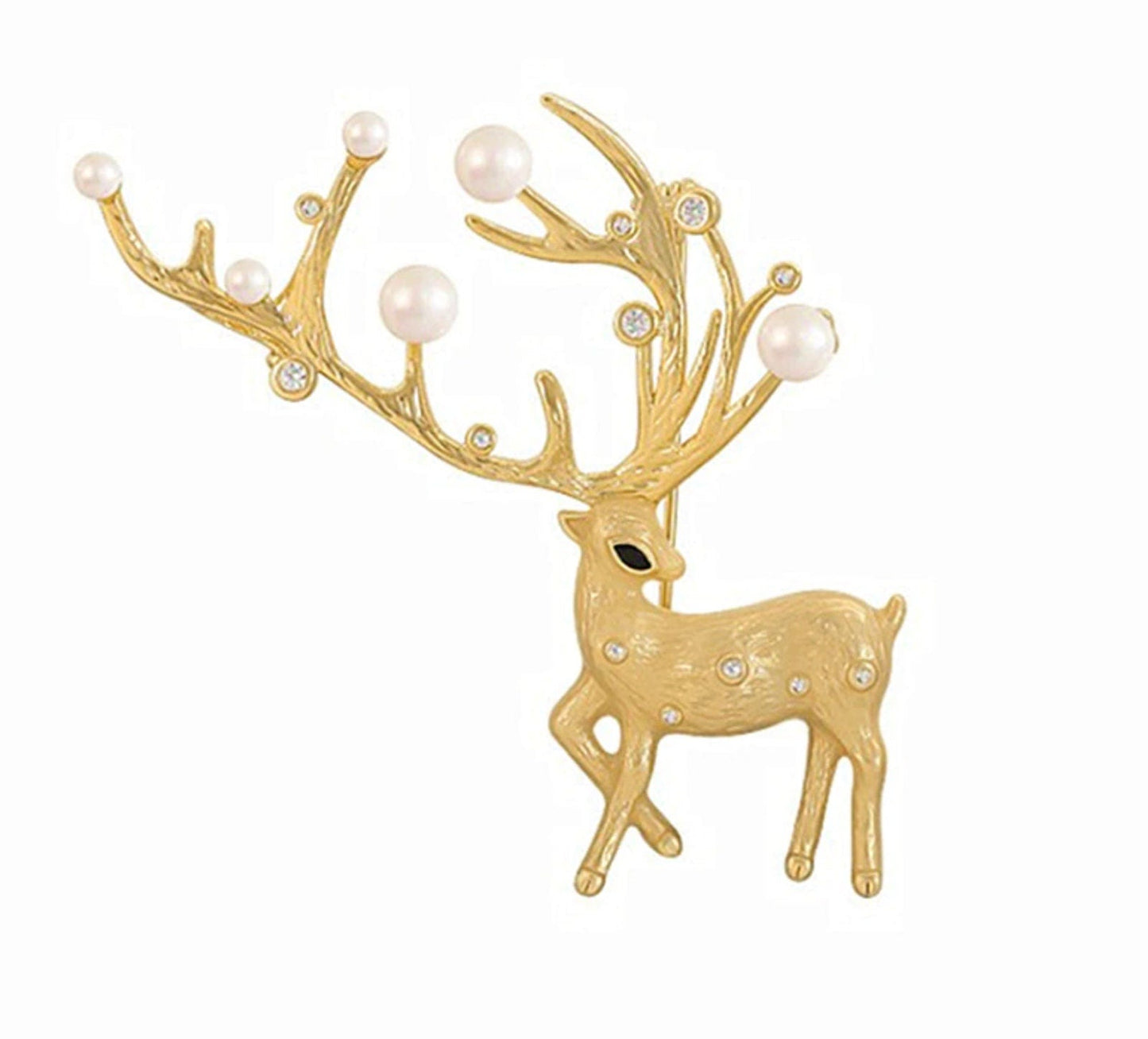 Vintage look stunning rose gold silver plated christmas reindeer brooch pin jj46