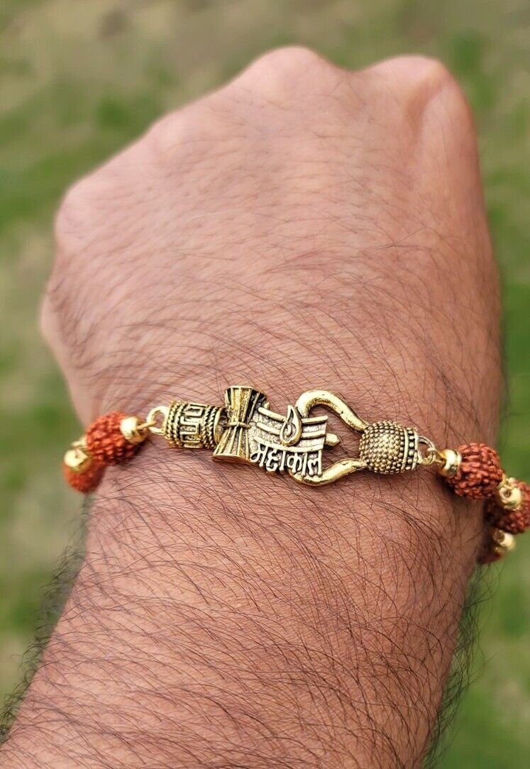 Rudraksh mala natural beads evil eye protection lucky lord mahakal bracelet cc23