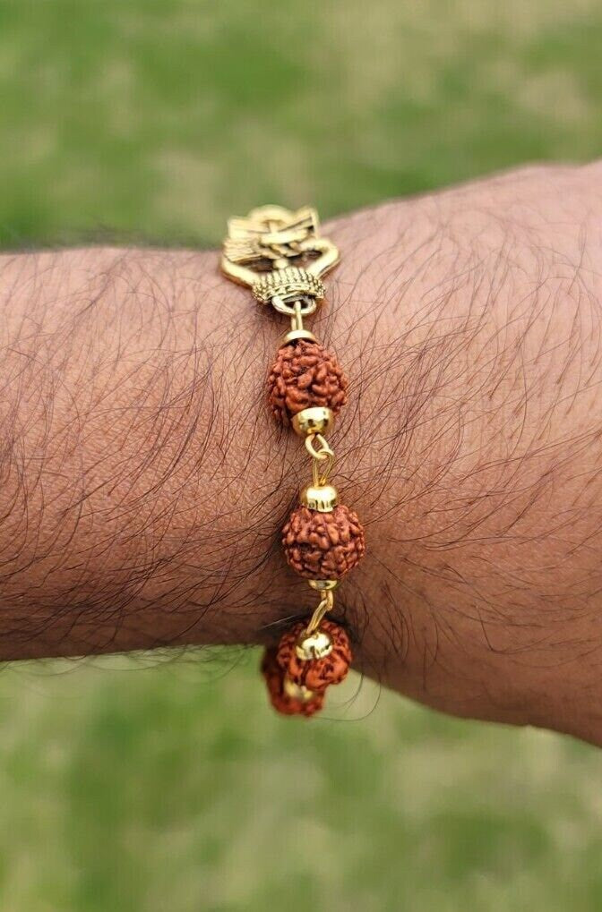 Rudraksh mala natural beads evil eye protection lucky lord mahakal bracelet cc23