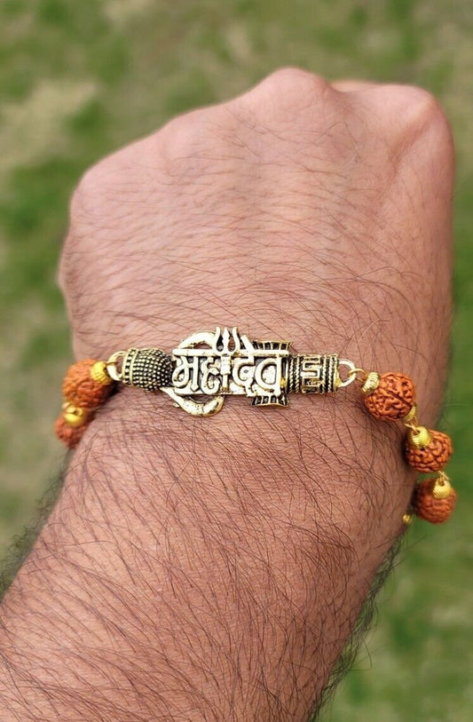 Rudraksh mala natural beads evil eye protection lucky lord mahadev bracelet cc24
