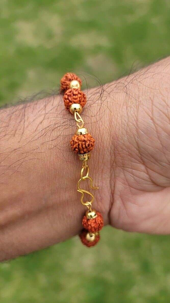 Rudraksh mala natural beads evil eye protection lucky lord mahakal bracelet cc23