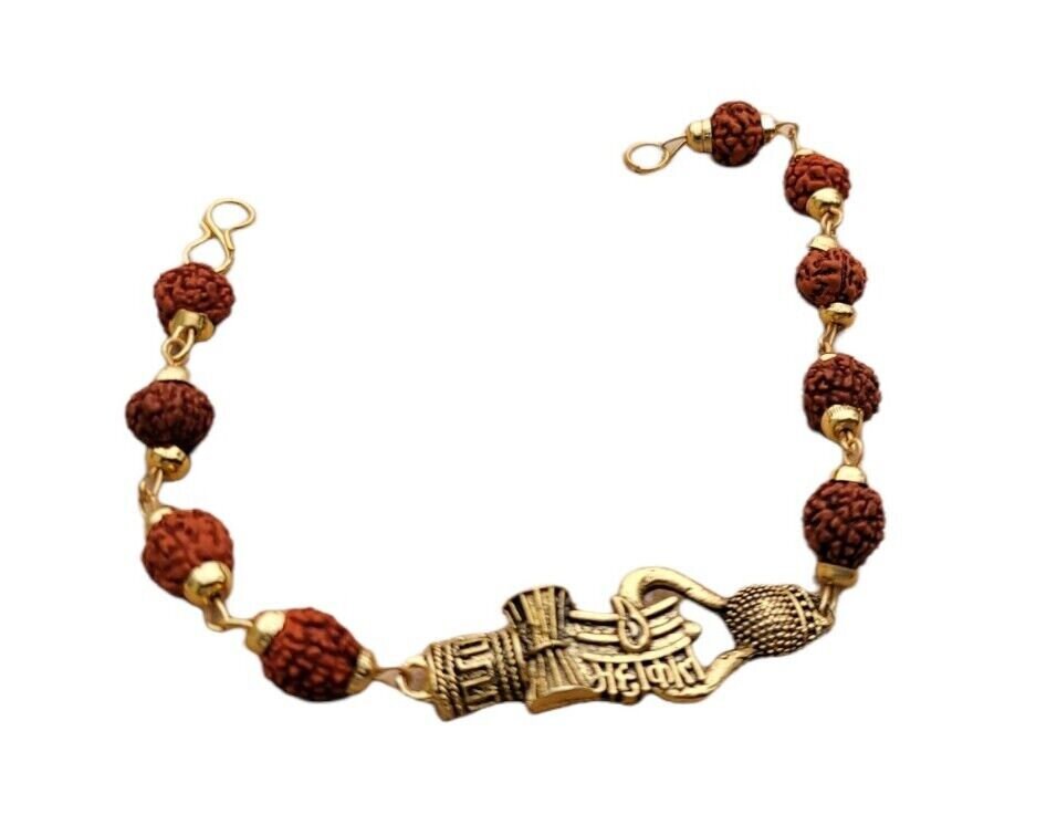 Rudraksh mala natural beads evil eye protection lucky lord mahakal bracelet cc23