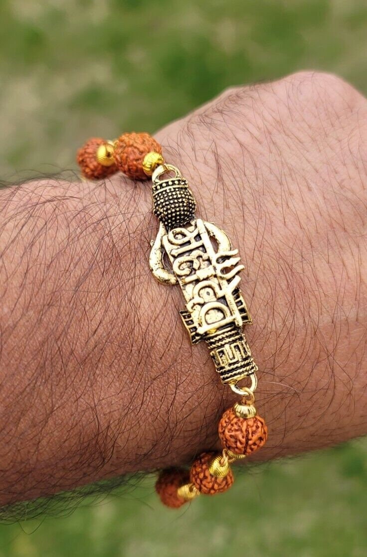 Rudraksh mala natural beads evil eye protection lucky lord mahadev bracelet cc24