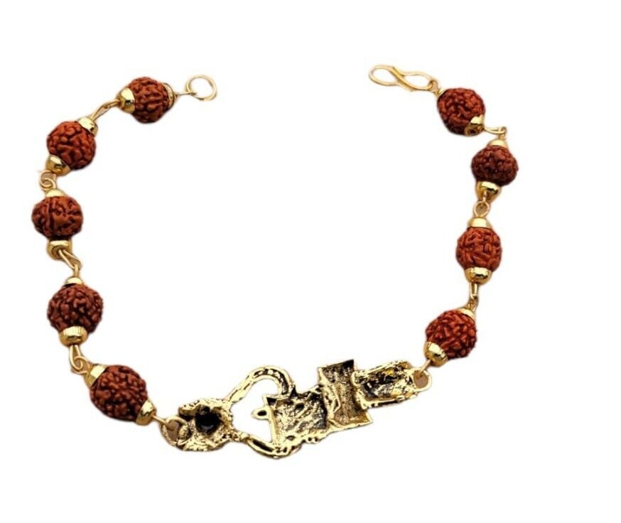 Rudraksh mala natural beads evil eye protection lucky lord mahakal bracelet cc23