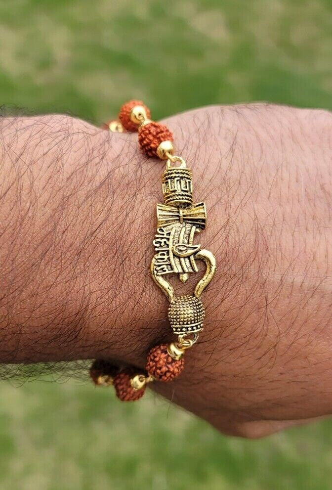 Rudraksh mala natural beads evil eye protection lucky lord mahakal bracelet cc23
