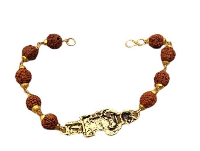 Rudraksh mala natural beads evil eye protection lucky lord mahadev bracelet cc24