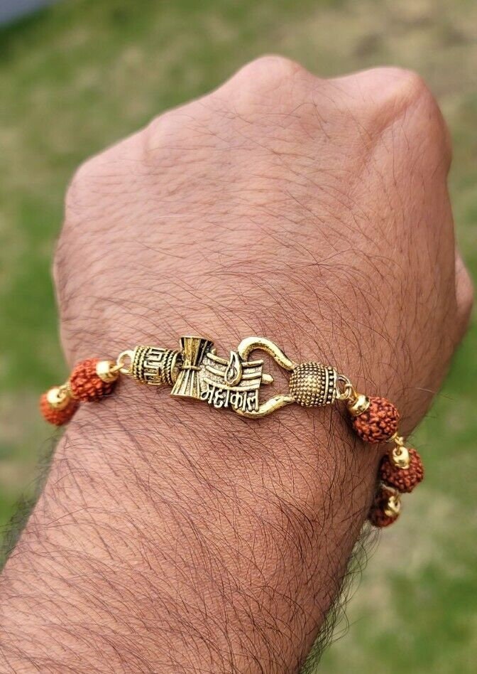 Rudraksh mala natural beads evil eye protection lucky lord mahakal bracelet cc23