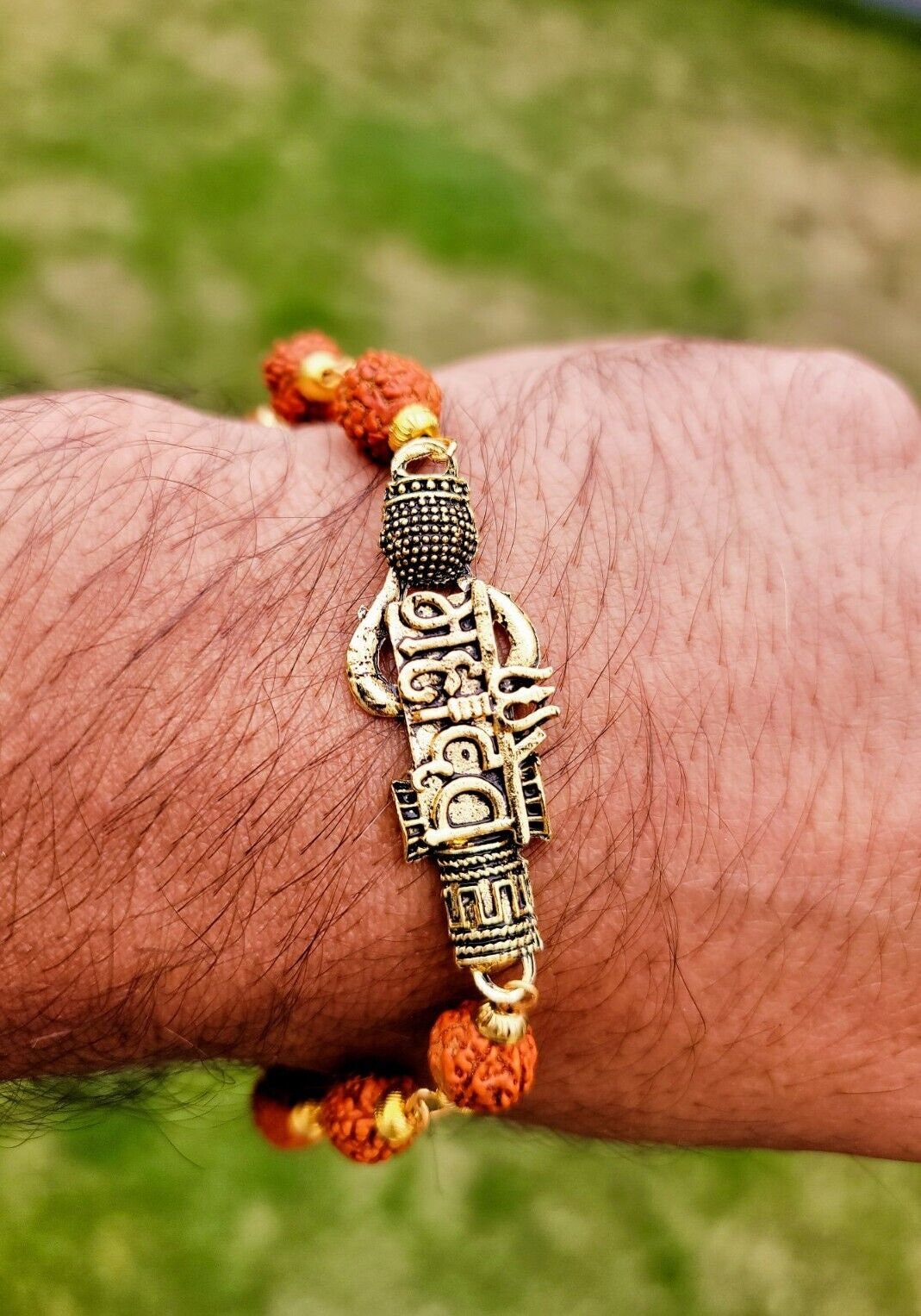 Rudraksh mala natural beads evil eye protection lucky lord mahadev bracelet cc24