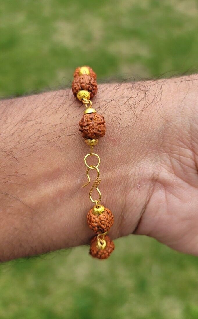 Rudraksh mala natural beads evil eye protection lucky lord mahadev bracelet cc24