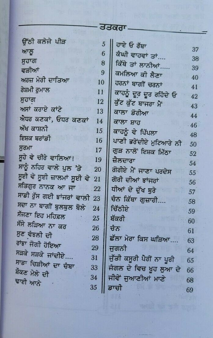 Old Folk Punjabi songs Sada Hi Baghi Bulbul Boley book Panjabi Gurmukhi lyrics mk