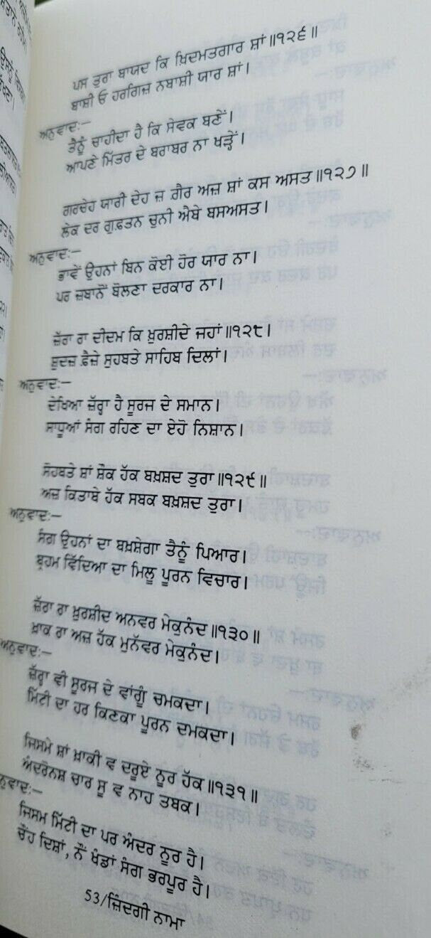 Zindginama persian poetry of bhai sahib bhai nand lal goya punjabi sikh book mc