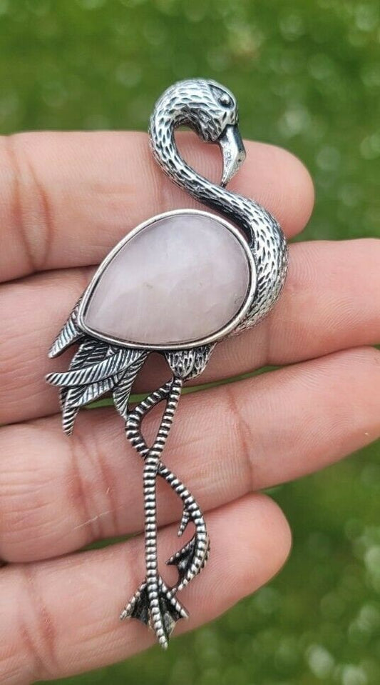 Crane brooch silver plated high end design celebrity broach vintage look pin a6