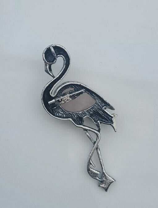 Crane brooch silver plated high end design celebrity broach vintage look pin a6