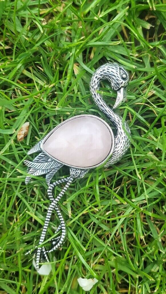Crane brooch silver plated high end design celebrity broach vintage look pin a6