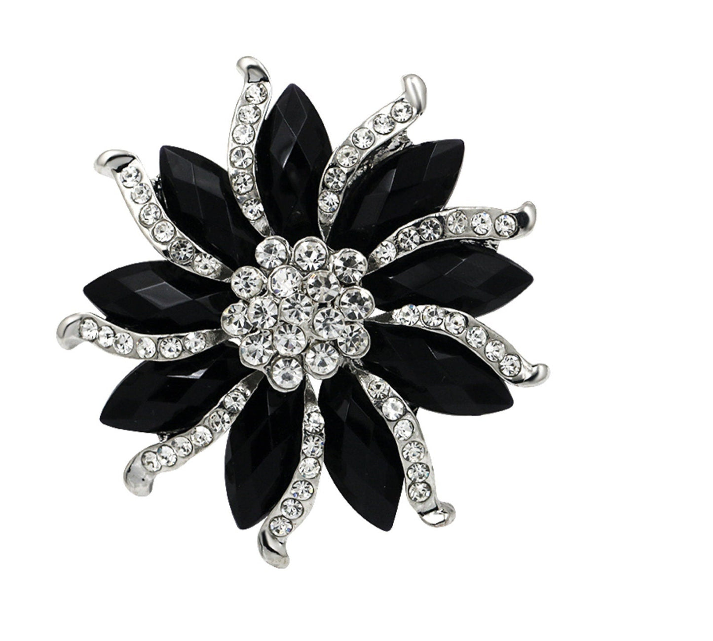 Stunning vintage look silver plated retro flower celebrity brooch broach pin j33