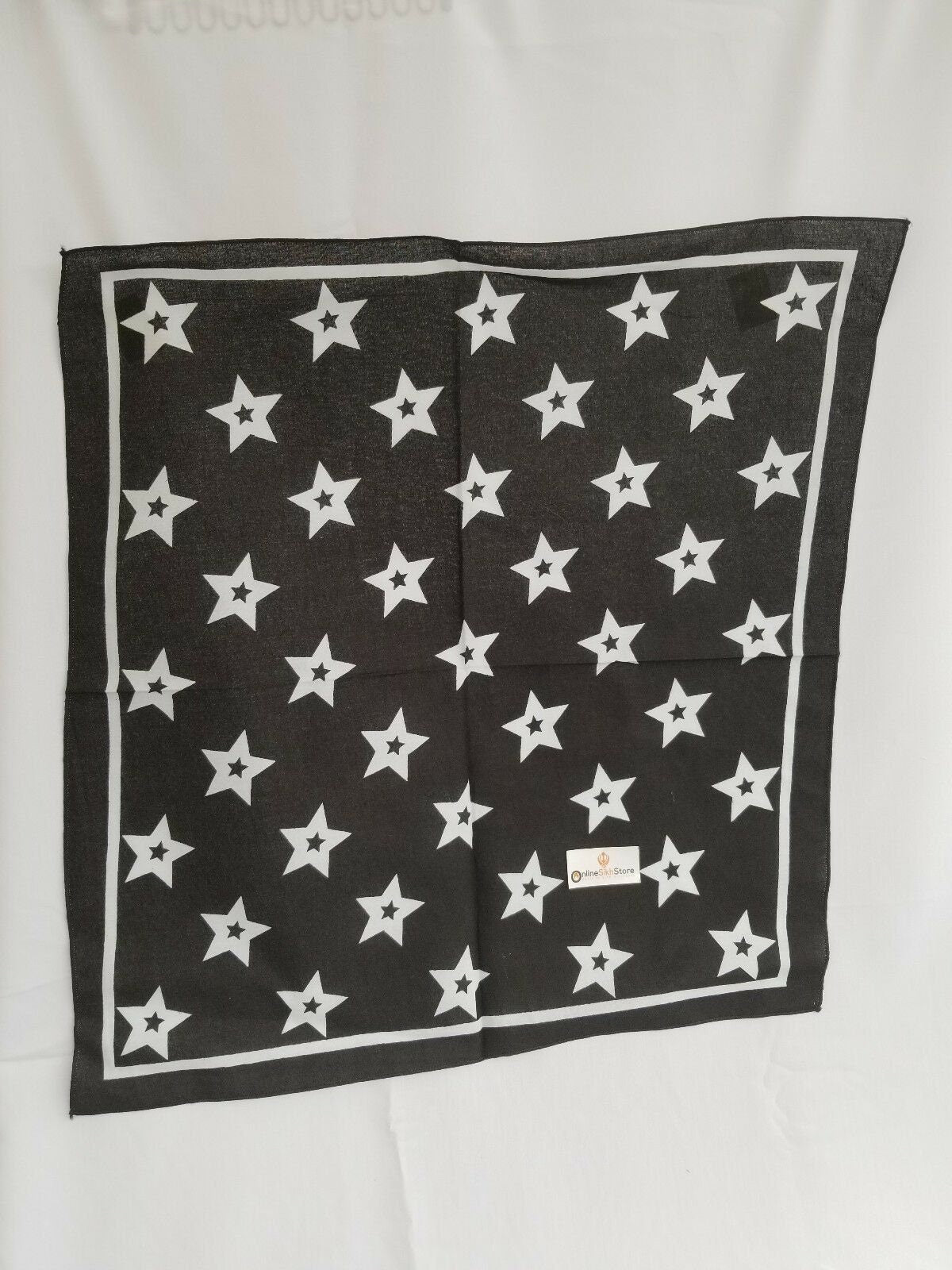 Sikh hindu punjabi stars black white bandana head wrap gear rumal handkerchief