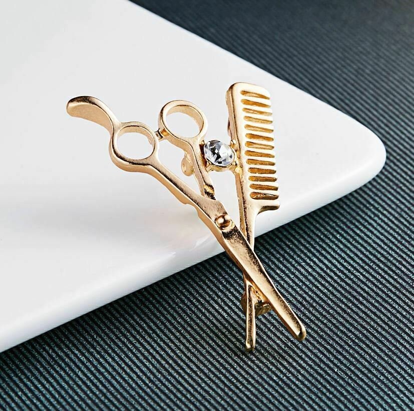 Stunning diamonte gold plated vintage look scissors christmas brooch pin b49z