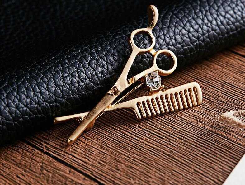 Stunning diamonte gold plated vintage look scissors christmas brooch pin b49z