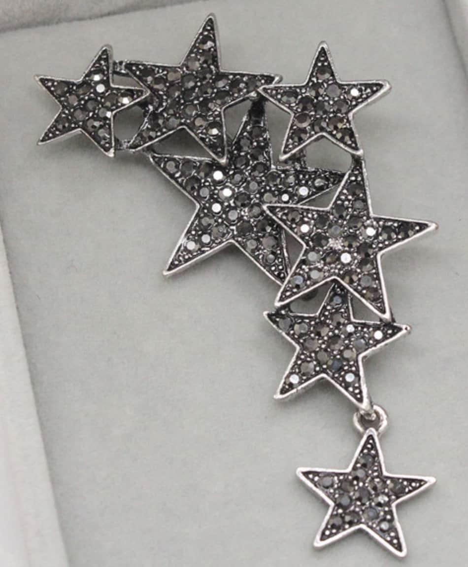 Seven stars brooch vintage look silver plated high end design broach pin a1 new