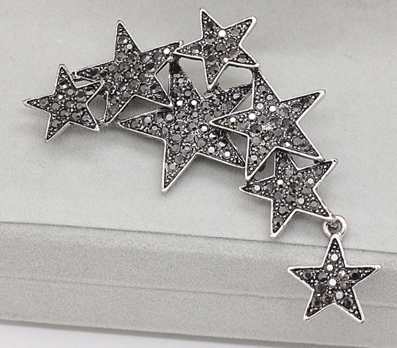 Seven stars brooch vintage look silver plated high end design broach pin a1 new