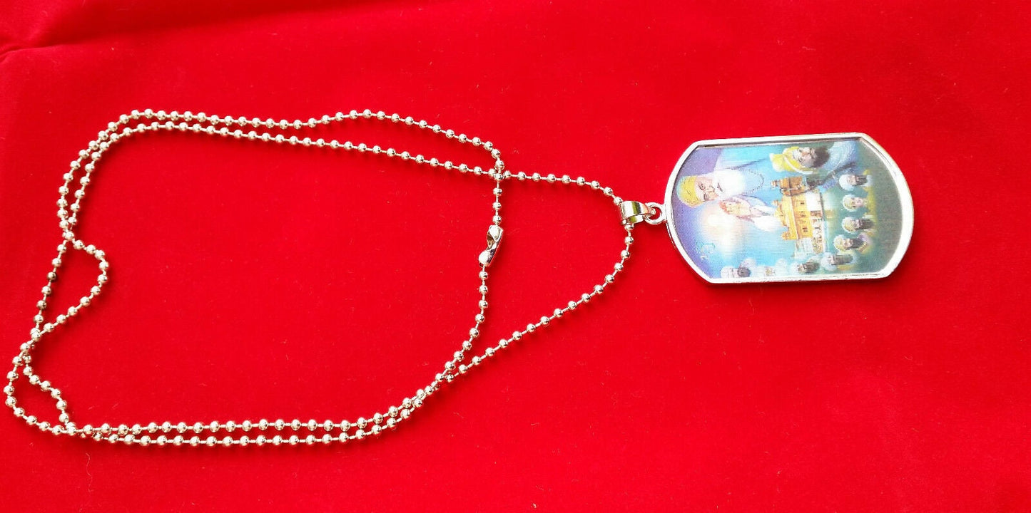 Sikh guru nanak ten gurus harmandir sahib hollographic 3d singh kaur pendant