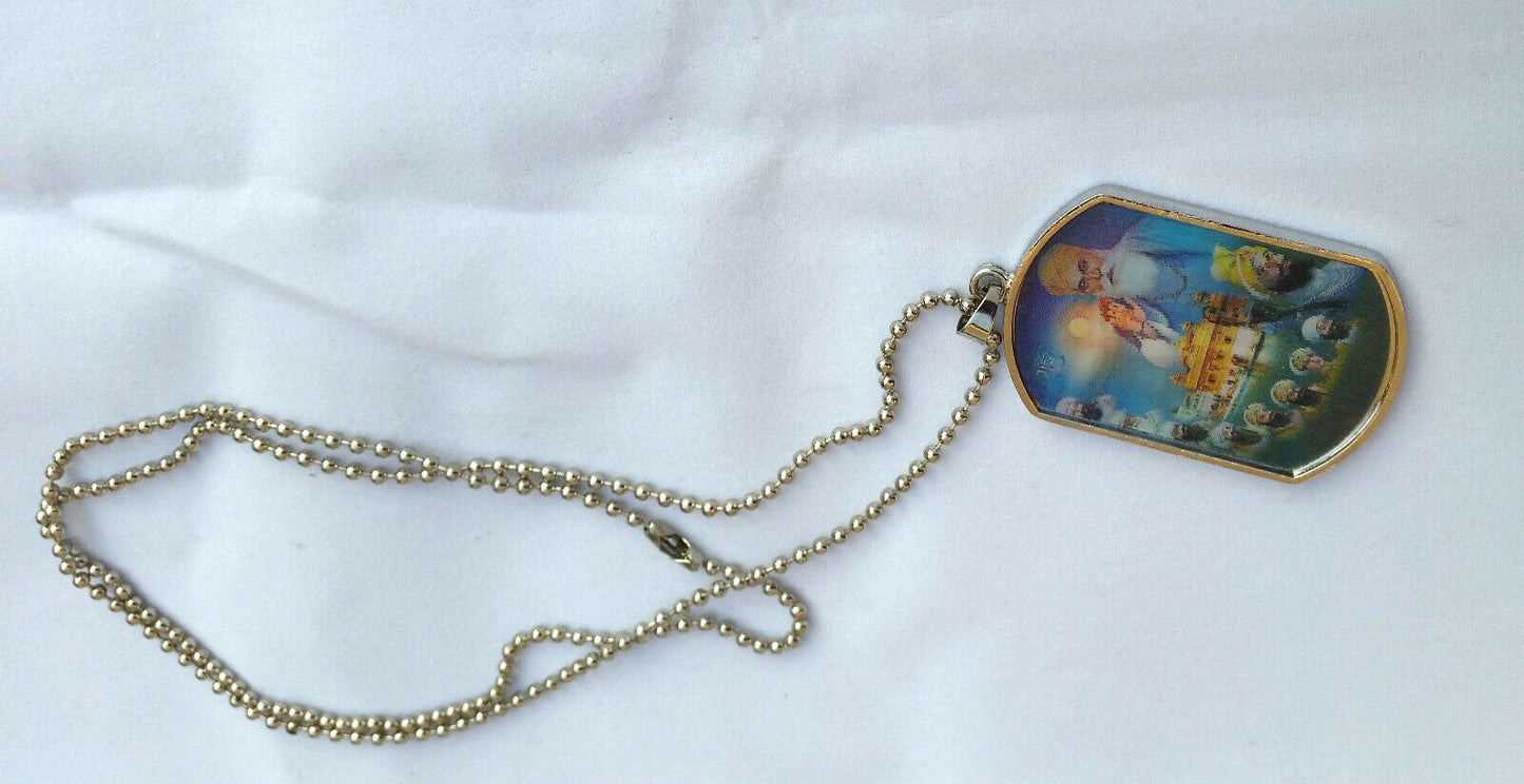 Sikh guru nanak ten gurus harmandir sahib hollographic 3d singh kaur pendant