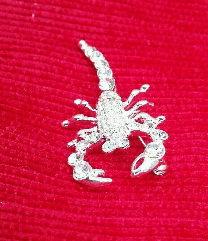 Scorpion Brooch Silver Plated Rhinestones Zodiac Star Sign Pin Gift Talisman New
