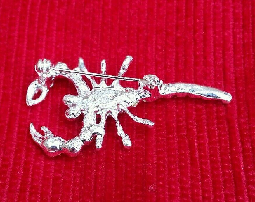Scorpion Brooch Silver Plated Rhinestones Zodiac Star Sign Pin Gift Talisman New