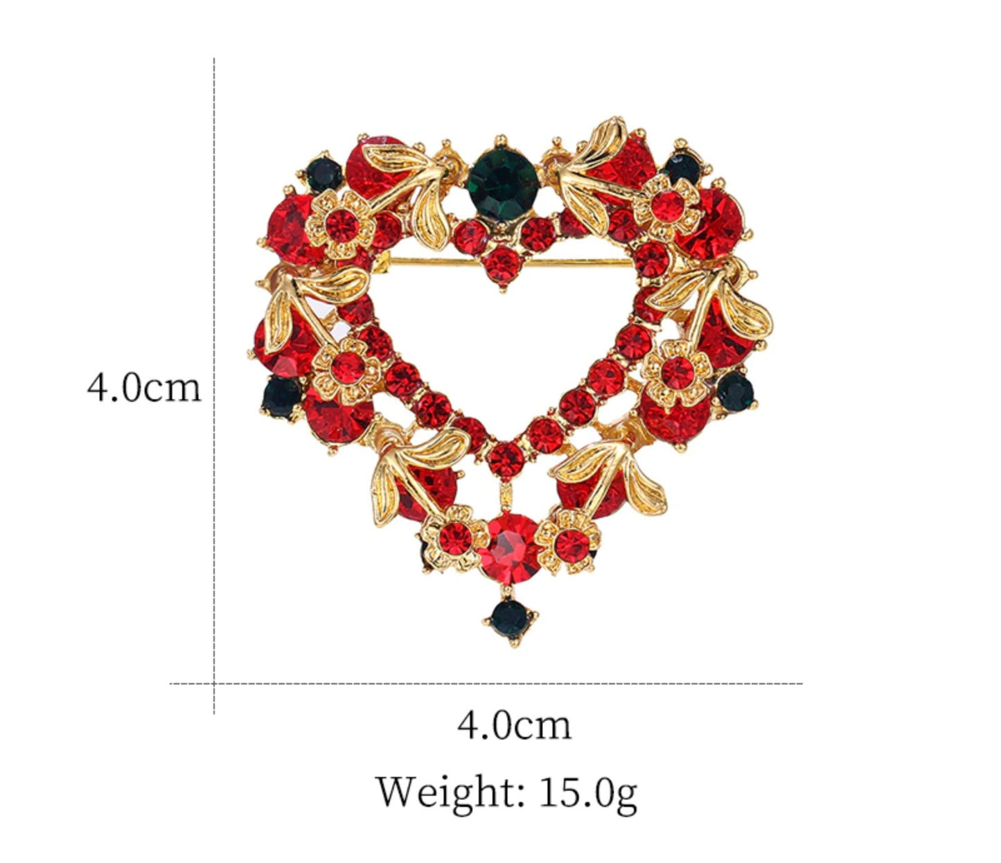 Heart brooch celebrity pin stunning vintage look gold plated queen broach i34