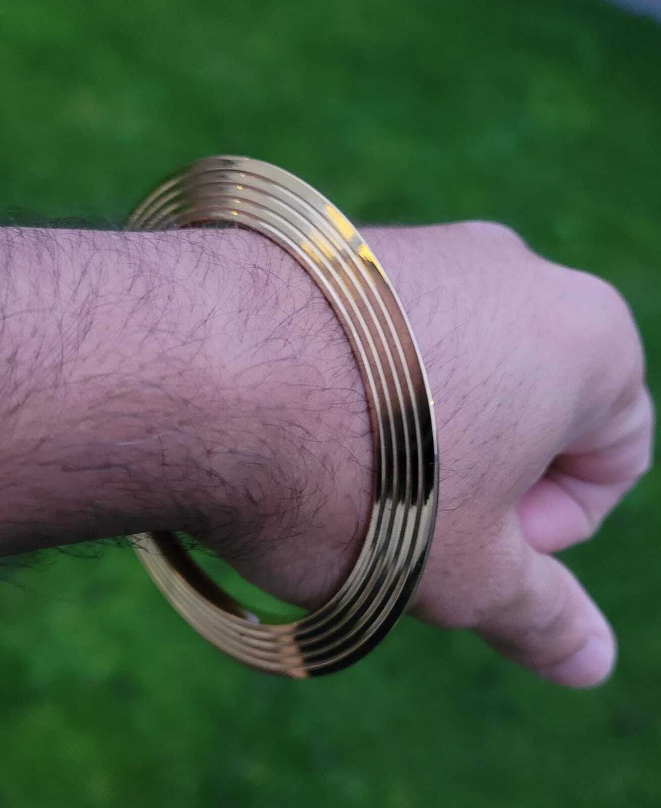 Sikh kara brass chakri singh kaur lines design punjabi gold look kada bangle j15