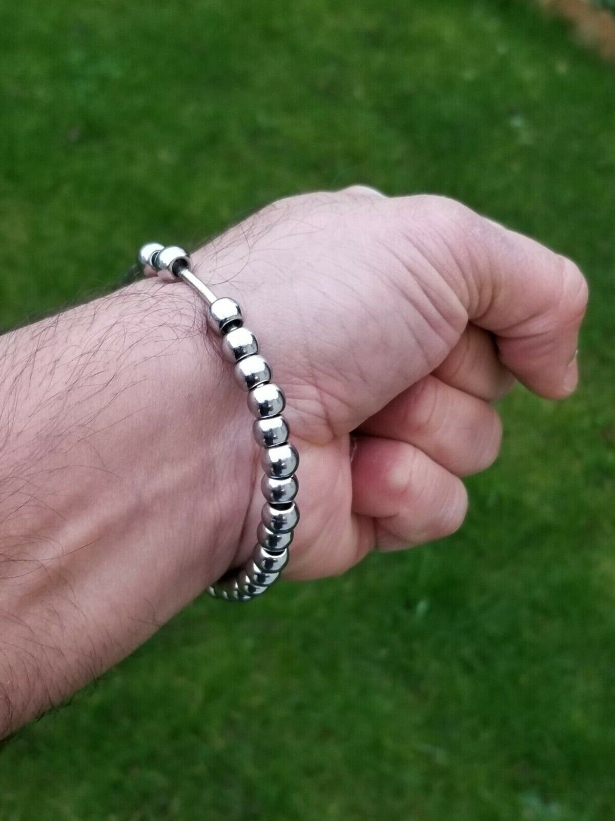 Steel Meditation Beads Bracelet Simrana Kara Prayer Mala Kada Praying Bangle H16