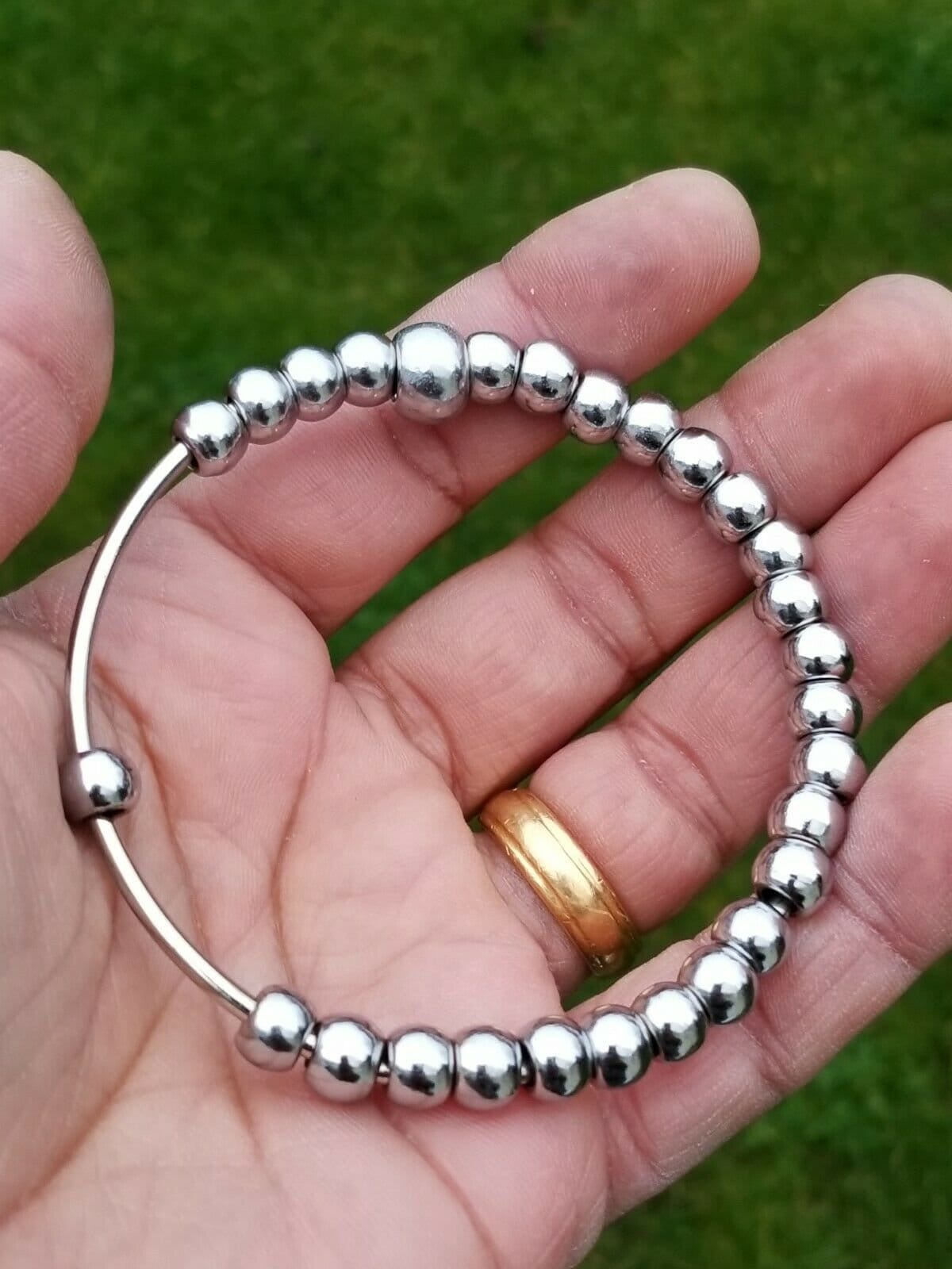 Steel Meditation Beads Bracelet Simrana Kara Prayer Mala Kada Praying Bangle H16