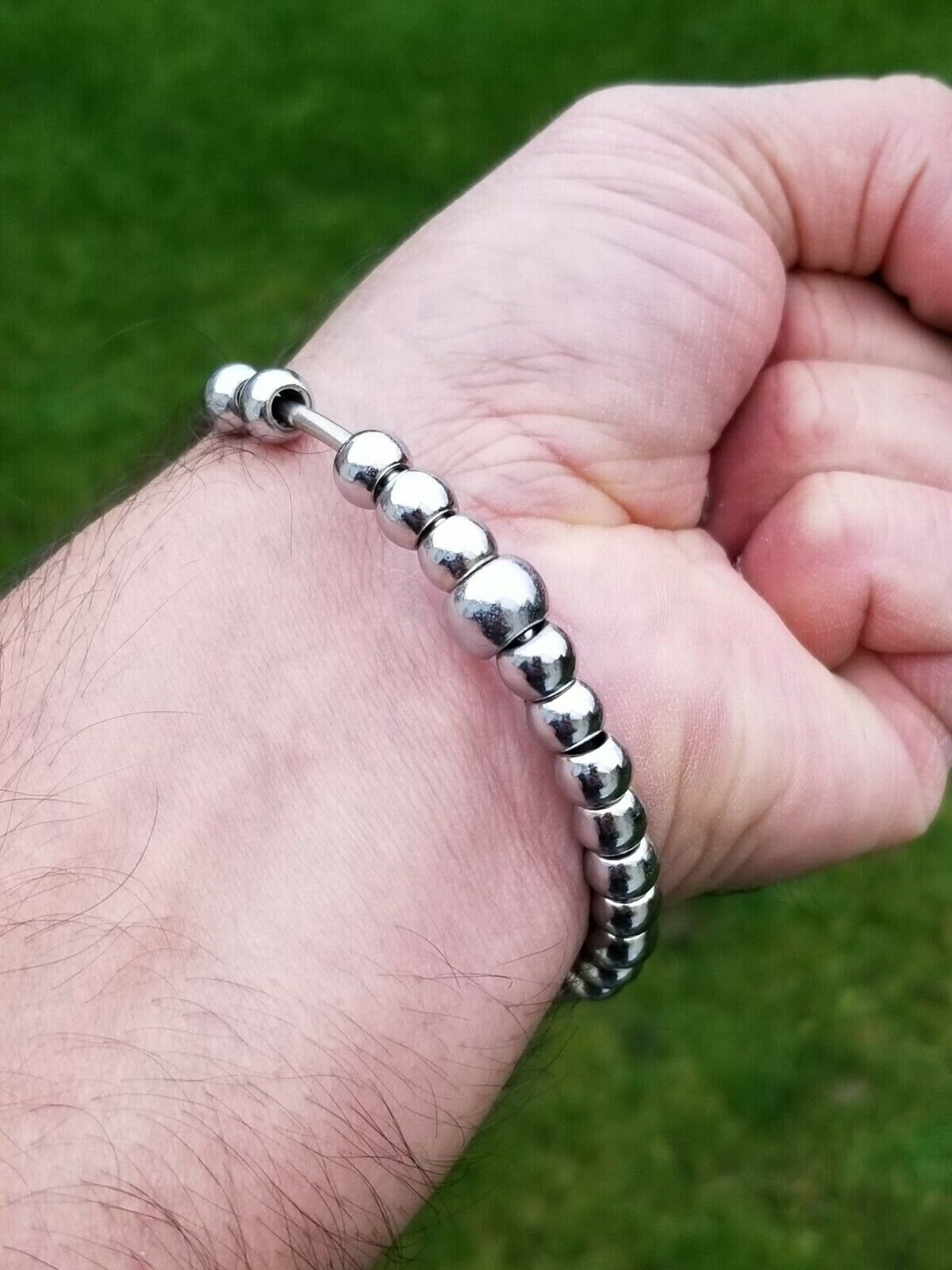 Steel Meditation Beads Bracelet Simrana Kara Prayer Mala Kada Praying Bangle H16