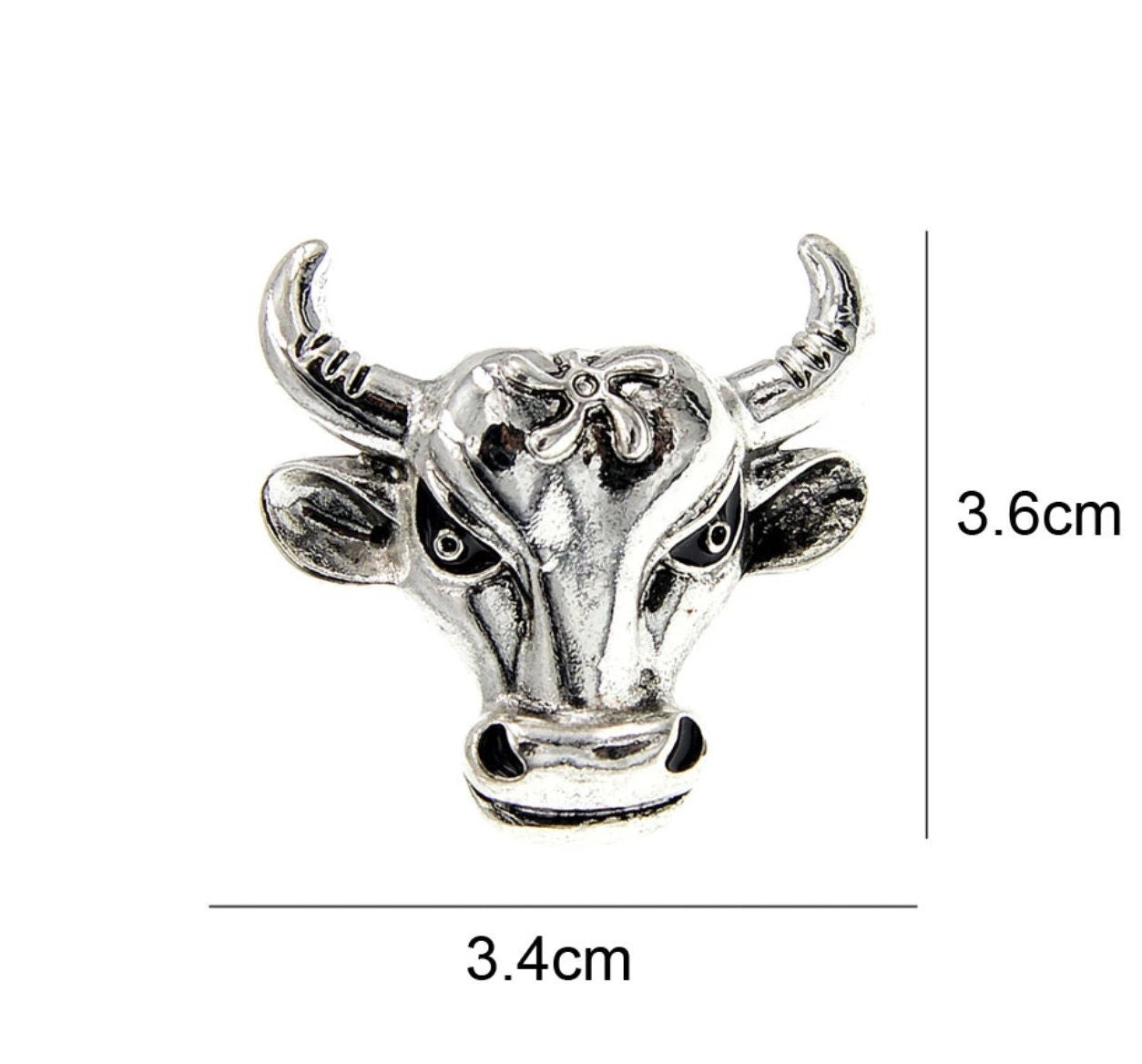 Bull head brooch vintage look silver gold plated retro broach pin power pendant