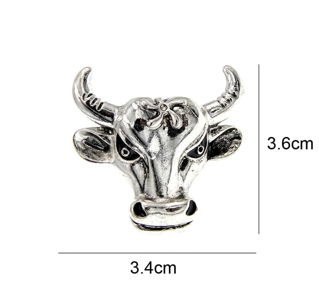 Bull head brooch vintage look silver gold plated retro broach pin power pendant