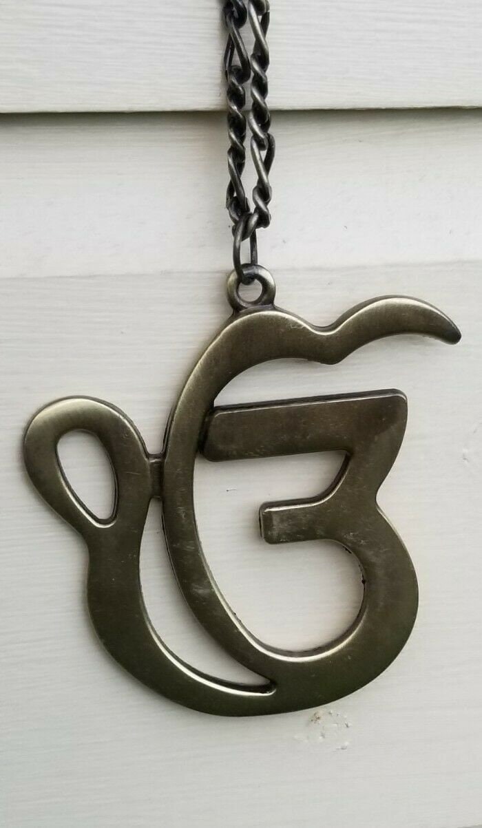 Ek onkar car rear mirror pendant punjabi sikh singh kaur antique gold plated mm1
