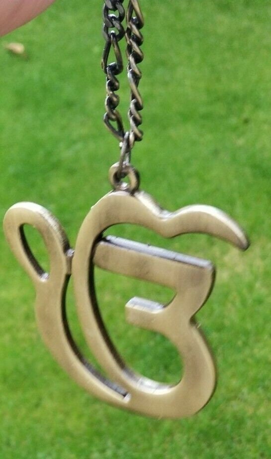 Ek onkar car rear mirror pendant punjabi sikh singh kaur antique gold plated mm1
