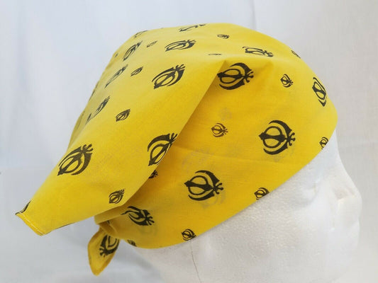 Sikh punjabi singh kaur yellow khalsa khandas bandana head wrap gear rumal za1